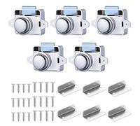 Mynoozi 5PCS Push Button Cabinet Latch, Keyless Push Button Latch for RV, Yachts, Boat, Motorhome, Camper, Caravan and More (for 15-18mm)