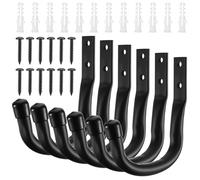 Mynoozi 6PCS Garage Hooks, Heavy Duty Utility Wall Mount Hooks, for Garden Tools, Ladders, Bikes, Bulky Items(Black)