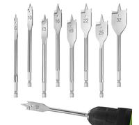 Mynoozi 8PCS Wood Flat Drill Bits Set 6,10,13,16,19,22,25&32mm Woodworking Hole Cutters Tools