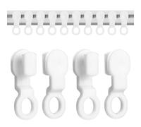 Mynoozi Pack of 50PCS Curtains Hooks White Plastic, Curtains Track Gliders for Ceiling Curtain Drape Tracks, Heavy-Duty, Fits 99.9% of Curtain Rails & Tracks (2.7x0.8cm)