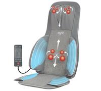 Mynt FSA HSA Eligible 3D Shiatsu Neck and Back Massager for Chair with 10 Deep Kneading Knots, Adjustable Back and Neck Massager Grey with Warmth, Portable Cushion for