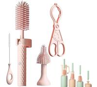 Mynubaby 360 Bottle Cleaner, Mynubaby Bottle Brush, Mynubaby Bottle Cleaner, Electric Bottle Brush Cleaner, Portable Travel Electric Baby Bottle Brush Set (Pink)