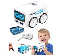 Mynzos RC Mini Cars - Gesture Control Follow-Me Cartoon Car, Magic Mini RC Bus, Line Tracking, Obstacle Avoidance, LED Expressions, Smart Remote Control Toy for Kids Ages 3+, STEM Gift (white)