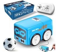 Mynzos RC Mini Cars Gesture Control Follow-Me Cartoon Cars, Magic RC Mini Bus, Automatic Avoidance Follows Line Car, Smart Inductive Interactive Radio Control Bus with Auto Expression (Blue)