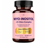 Myo-Inositol & D-Chiro 4100MG Vegan Capsules, Metabolic Function, Hormonal Balance and Psychological Function, 9-in-1 Myo Inositol, Folate 5-MTHF, Chromium, Zinc, VIT B6, B12 & D3