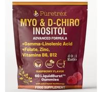 Myo-Inositol & D-Chiro Inositol Gummies 40:1 - Raspberry Flavor - Advanced Formula with GLA, Folate, Zinc, B6, B12 - Vegan, Sugar-Free, 60 LiquidBurst™ Gummies for Women’s Hormonal Balance