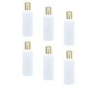 MYOC Plastic Milky Travel Bottles 100ml/3.4oz Empty Small Squeeze Bottle Containers for Shampoo, Lotions, Liquid Body Soap, Cream, Toiletries, Other Cosmetics with Golden Flip Top Cap (6 Pack)