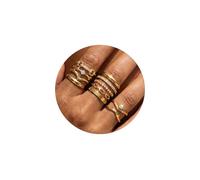 Myofeng Stackable Gold Rings for Women Non-tarnished 14k Gold Plated Cubic Zirconia Thumb Stackable Delicate Engagement Ring Set for Women Size 5-10, Stainless Steel, No Gemstone