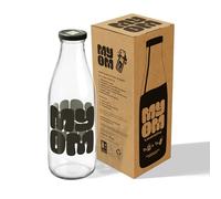 MYOM - Barista Oat Milk Bottle 1000ml - Reusable Glass Milk Storage Bottle with Lid - Dishwasher Safe - Empty Milk Container for Oat Milk, Dairy & Plant Based Drinks
