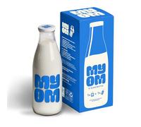 MYOM - Glass Bottle - Glass Milk Bottle - Empty for Storage - Includes Lid - Reusable with Lid - Milk Container - 1 x 1L