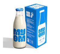 MYOM Glass Milk Bottle 1000ml - Reusable with Lid, Dishwasher Safe