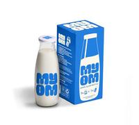MYOM Glass Milk Bottle 500ml - Reusable with Lid, Dishwasher Safe
