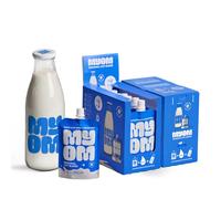 MYOM - Oat Drink with Free Glass Bottle - Makes 16 Litres - Vegan Plant Based Oat Drink with Vitamin D3, Vitamin B12 and Iodine, Low Sugar - Dairy Free Plant-Based Milk - 2 Packs of 8 x 130g