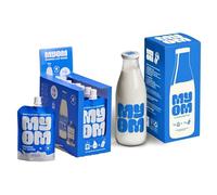 MYOM - Original Starter Bundle - Oat Milk Premix (8 x 130g) - Makes 8 Litres - Plus 1L Reusable Glass Milk Bottle - Low Calorie,Low Sugar