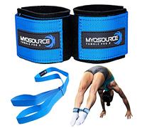 Myosource Kinetic Bands Tumble Pro X Ankle Straps Kit - Cheerleading Standing Tumbling Equipment, Gymnastics Backhandspring Trainer - Includes Flexibility Stunt Stretch Strap - Blue