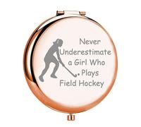 MYOSPARK Field Hockey Girls Travel Makeup Mirror Hockey Player Gifts Hockey Team Gifts Portable Travel Mirror (UK-Field Hockey Mirror)