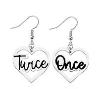 MYOSPARK K-pop Gift Twice Once Heart Earrings for Fans Gift Korean Group Twice Album Merchandise Korean Group Jewelry Gift (UK TW-Once Earrings)