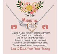 MYOSPARK Mommy To Be Gift New Mom Necklace Message Card Jewelry First Time Mom Pregnancy Gift Baby Bump Gifts (UK Safe And Warm Card NL)