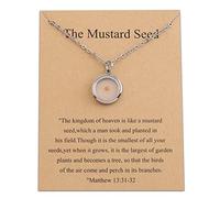 MYOSPARK Mustard Seed of Faith Cards Mustard Seed Religious Inspirational Mustard Seed Necklace Jewelry for Women and Girls, Stainless Steel, Stainless Steel