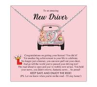 MYOSPARK New Driver Gift Necklace Drive Safe First Time Driver Gift Drivers License Gift New Driver Card Congratulations Passed Driving Test, 16.9 inches+1.96inches, Stainless Steel, stainless steel