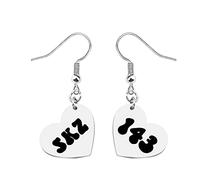MYOSPARK Stray K K-POP Boy Group Gift SK 143 Heart Earrings K-POP Stray K Fans Gift K-POP Stray K Album Merchandise Korean Group Jewelry Gift (UK SK143 Earrings)