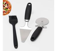 MYOTTPRO 3 Pcs of Stainless Steel Pizza Cutter Wheel with 360° Smooth Rotation & No-Slip Handles and Heat-Safe Silicone Pastry Brushes - Quick Pizza Server and Easy to Cut & Clean for Home Cooking