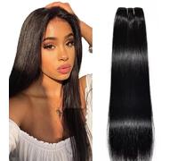 MYouan 12A Brazilian Virgin Straight Wave Human Hair Weave 1 Bundle Unprocessed Weft Extensions Natural Black(24Inch, 100g/per bundle)