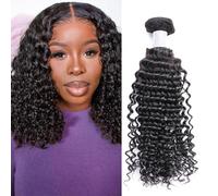 MYouan 12A Deep Wave Bundle Curly one Bundle Human Hair 14 Inch 100% Unprocessed Brazilian Virgin Human Hair Bundle Natural Black 1B# Color
