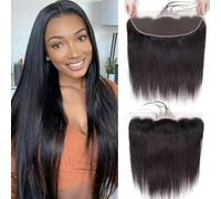 MYouan 13x4 Lace Frontal Brazilian Straight Wave Human Hair Ear to Ear 13x4 HD Lace Frontal Closure 150% Density Pre-Plucked 14 Inch
