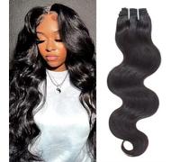MYouan 15A Human Hair 1 Bundle 22 Inch Raw Body Wave Bundle Human Hair 100% Unprocessed Brazilian Virgin Weave 1 Bundle Natural Black Real Human Hair Extension 1B Color 75Grams