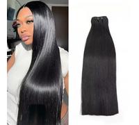 MYouan 15A Human Hair Single Bundle 24 Inch Brazilian Straight Raw Hair 1 Bundle 100% Unprocessed Virgin Human Hair Weave Straight Hair Extension Natural Black 75 Grams