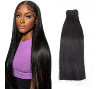 MYouan 15A Raw Human Hair Single Bundle Straight Hair Weft Brazilian Human Hair 1 Bundle 18 Inch 100% Unprocessed Virgin Human Hair Weave Natural Black 75 Grams