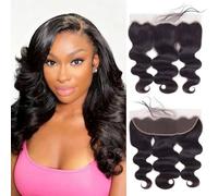 MYouan Body Wave 13x4 HD Lace Frontal Only Invisible Transparent Lace Ear to Ear Frontal Closure Pre-Plucked Natural Hairline Virgin Human Hair 14 Inch
