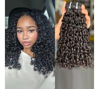 MYouan Bundles Human Hair Pixie Curls, 1 Bundle 14 Inch, Ultra Thin Double Drawn Sew In Weft, Unprocessed Raw Virgin Real Human Hair Extensions, Cuticle Aligned, Triple Lifespan, Reusable