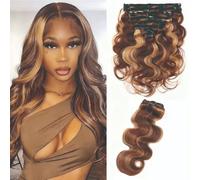 MYouan Clip in Hair Extensions Real Human Hair Body Wave Remy Human Hair Extensions Clip ins for Women Natural Human Hair 120g 8Pcs 4/27 Honey Blonde 14 Inch