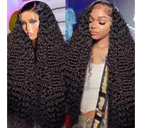 MYouan Deep Wave Lace Front Wigs Human Hair 13x6 HD Transparent Full Lace Frontal Wigs Curl Wig Pre-Plucked Hairline With Baby Hair 210% Density 28 Inch