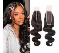 MYouan Middle Part 2x6 Transparent HD Lace Closure Body Wave Hair Closure Invisible Lace 12A Brazilian Virgin Human Hair Closure Pre Plucked 16 Inch