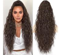 MYouan Ponytail Extension, Claw Clip on Pony tails Hair Extension for Women 28 Inch Long Wavy Curly Fake Ponytail Clip in Hair Pieces for Women Fluffy Natural Looking (Chocolate Brown, 26 Inch)