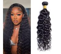 MYouan Raw Human Hair Bundle Water Wave 18 Inch 15A Double Weft Water Wave Single Bundle Human Hair 100% Unprocessed Brazilian Virgin Hair Human Hair Extension Natural Black 75g