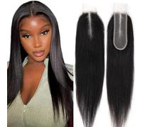 MYouan Silky Straight 2x6 Transparent Lace Closure Human Hair Invisible 12A Brazilian Virgin Human Hair Frontal Closure Pre Plucked Natural Color 22 Inch