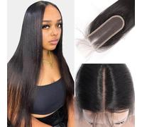 MYouan Silky Straight 2x6 Transparent Lace Closure Pre Plucked Invisible knots Lace Frontal Closure Human Hair Closure with Baby Hair Natural Black 14 Inch