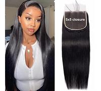 MYouan Straight Human Hair 5x5 HD Lace Brazilian Hair Human Hair Closure for Women Natural Remy Hair Soft Swiss Lace 14 Inch