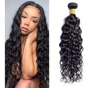 MYouan Water Wave 1 Bundle Human Hair 24 Inch, 15A Brazilian Raw Human Hair Bundle, Double Weft Wet And Wavy Water Wave Hair Extension Natural Black Color 75g