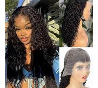 MYouan Water Wave Lace Front Wigs 13x6 HD Trasparent Full Lace Frontal Wigs for Women Pre Plucked with Baby Hair 210 Density Glueless Wet and Wavy Wigs (14 Inch)