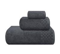 MyOwn Ultra Soft 3 Pack Cotton Towel Set, Includes an Oversized Bath Towels 70 x 140 cm, a Hand Towels 40 x 60 cm and a Wash Bed 30 x 30 cm, Charcoal Grey