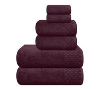 MyOwn Ultra Soft 6 Pack Cotton Towel Set, Includes 2 Oversized Bath Towels 70 x 140 cm, 2 Hand Towels 40 x 60 cm and 2 Washbeds 30 x 30 cm, Burgundy