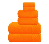 MyOwn Ultra Soft 6 Pack Cotton Towel Set, Includes 2 Oversized Bath Towels 70 x 140 cm, 2 Hand Towels 40 x 60 cm and 2 Washbeds 30 x 30 cm, Orange