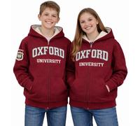 MyOxford Oxford University Licensed Kids Zipped Hoodie - Sweatshirt with Applique Embroidery & Sleeve Patch - Soft Zip Up Hooded Jumper Maroon (Ages 11-13 Years) (UK, Age, 3 Years, 4 Years, Regular)