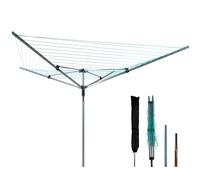 MYOYAY Heavy Duty Washing Line 4 Arm Outdoor Clothes Airer dryer 60M Folding Umbrella Drying Rotary Clothes Line Adjustable Height Clothesline Portable Drying Rack with Ground Spike&Waterproof Cover