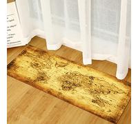 MYPALL Hallway Runner Vintage Map Kitchen Rugs, Waterproof Non Slip Gel Backing Washable Carpet Runner, For Home office Kitchen 50 x 140cm